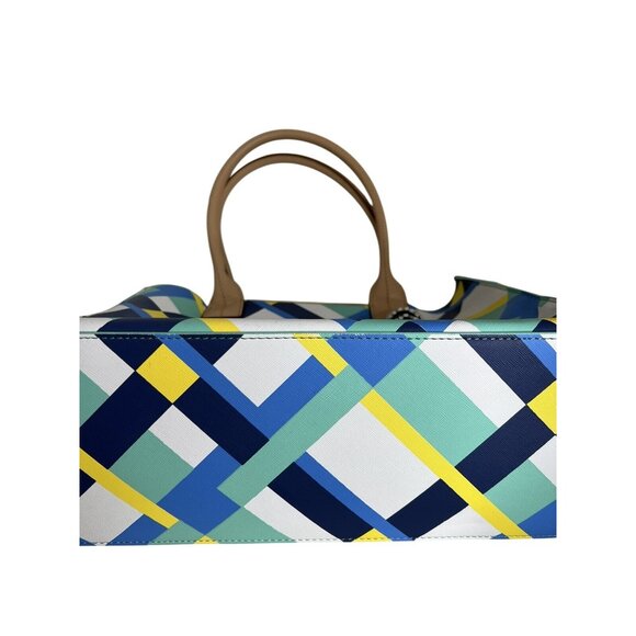 Kate Landry Multicolor Geometric Tote Bag With Tassel Accent & Dual Handles - Picture 6 of 11